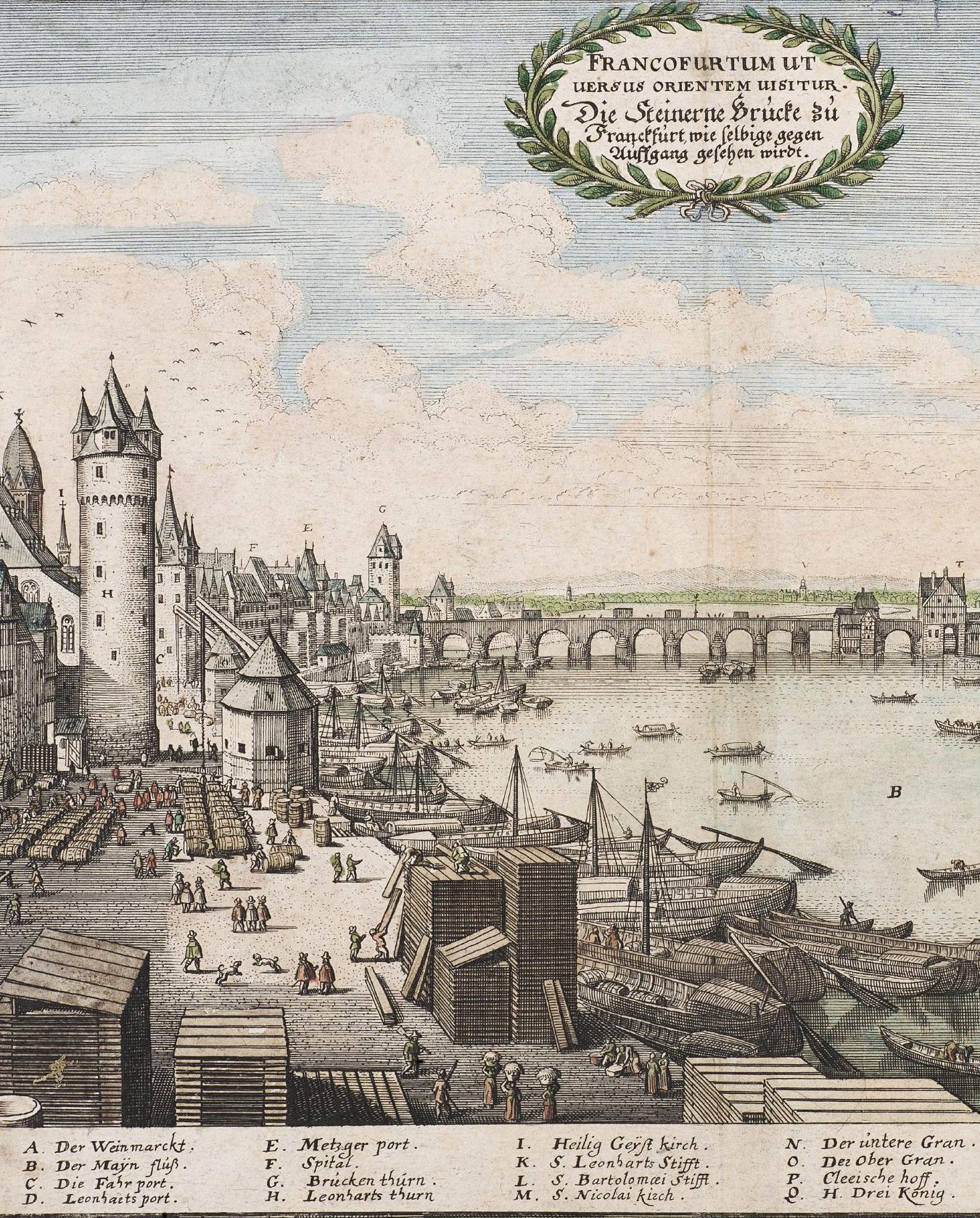 Mathias Merian der Ältere Die Steinerne Brücke zu Frankfurt im Jahr 1646