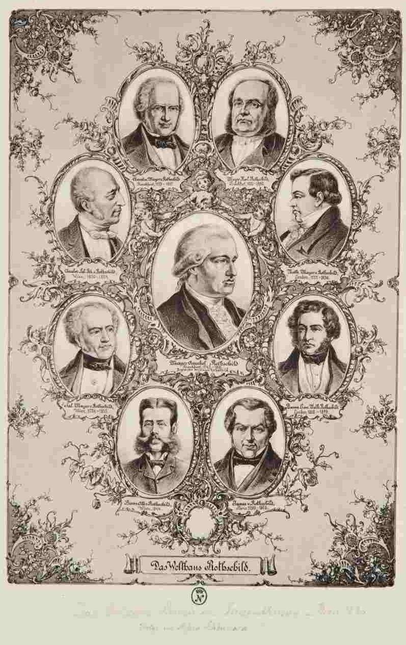 Das historische Plakat zeigt den Stammbaum der Familie Rothschild.