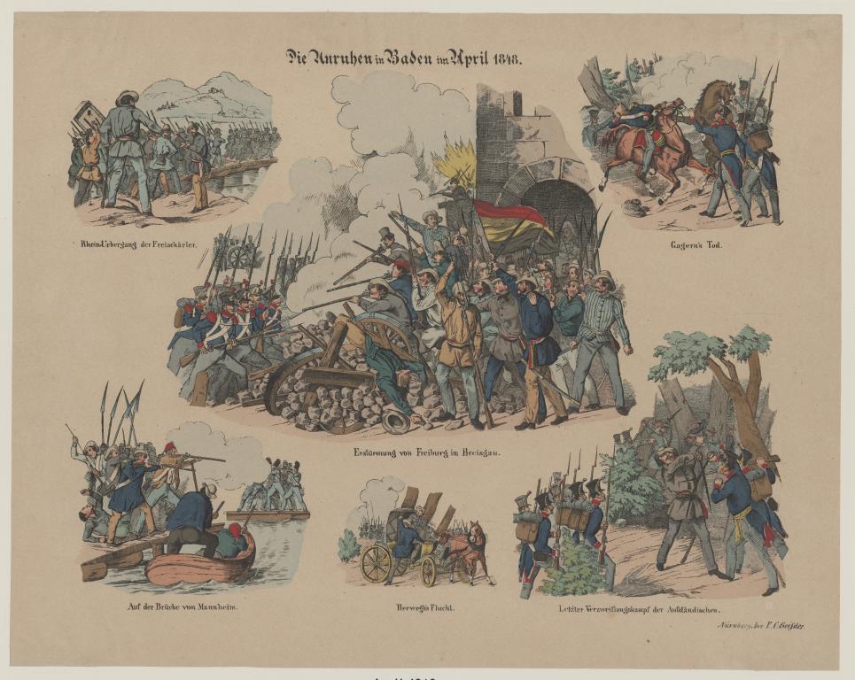 Geißler, Peter C., Aufstand in Frankfurt den 18ten Septbr 1848, Druckgrafik, Frankfurt am Main, 1848 © HMF Horst Ziegenfusz Druckgrafik zeigt die Aufstände in Frankfurt im September 1848