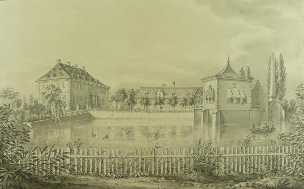 Die Günthersburg , Zeichnung um 1848, HMF