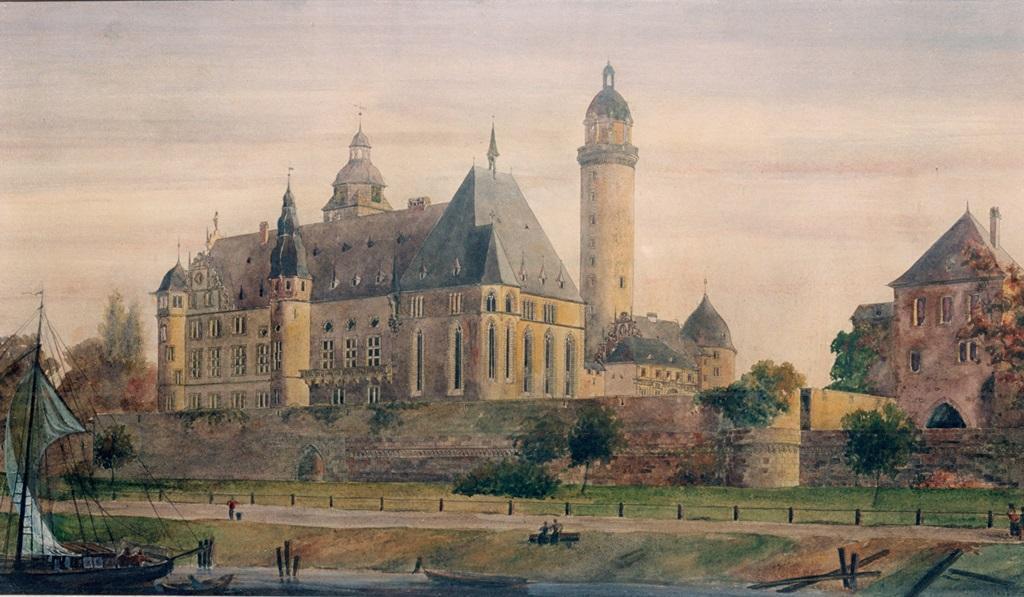 web Ausbauprojekt Höchster Schloss 1908 Ansicht Mainfront vom kaiserlichen Architekten Bodo Ebhardt © Wolfgang Metternich Ausbauprojekt Hoechster Schloss Ansicht Mainfront c Wolfgang Metternich