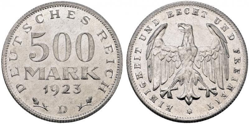 500 Mark Coin made of Aluminium, 1923 (c) HMF